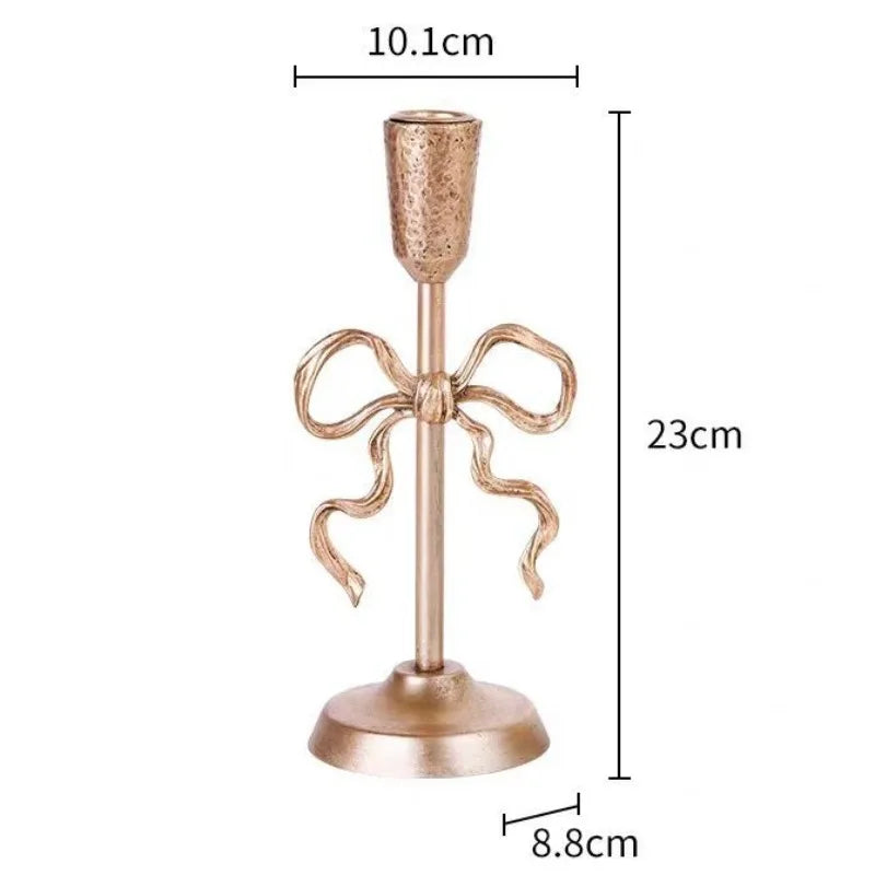 Vintage Iron Candlestick Holder – Elegant Gold & Pink Home Decor Candle Holder Axl Gold-Small