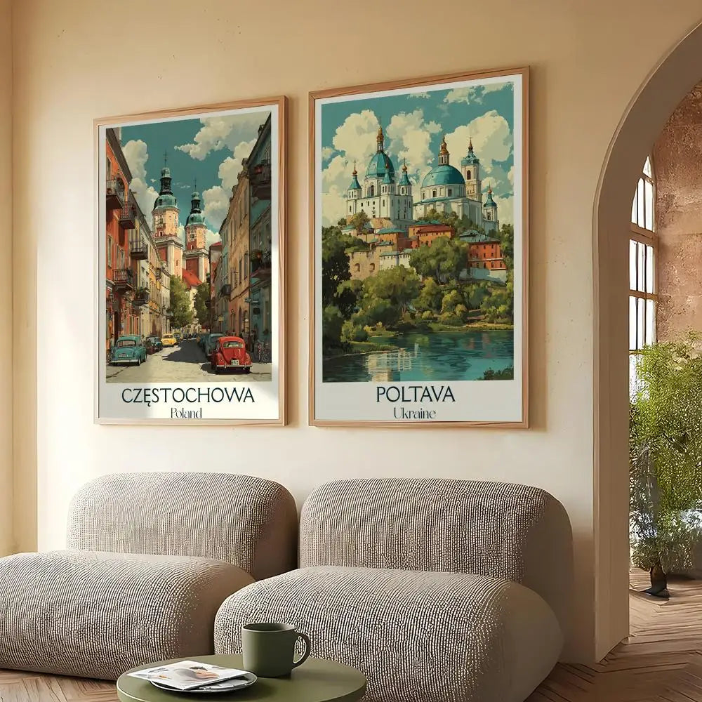 Vintage Poland City HD Canvas Wall Art – Unframed Poster Canvas Wall Art Axl