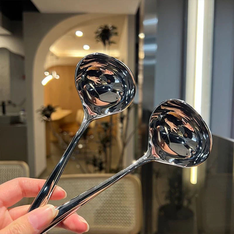 Korean Stainless Steel Soup Spoon – Long Handle Hotpot Spoon Kitchen Soup Spoon Axl