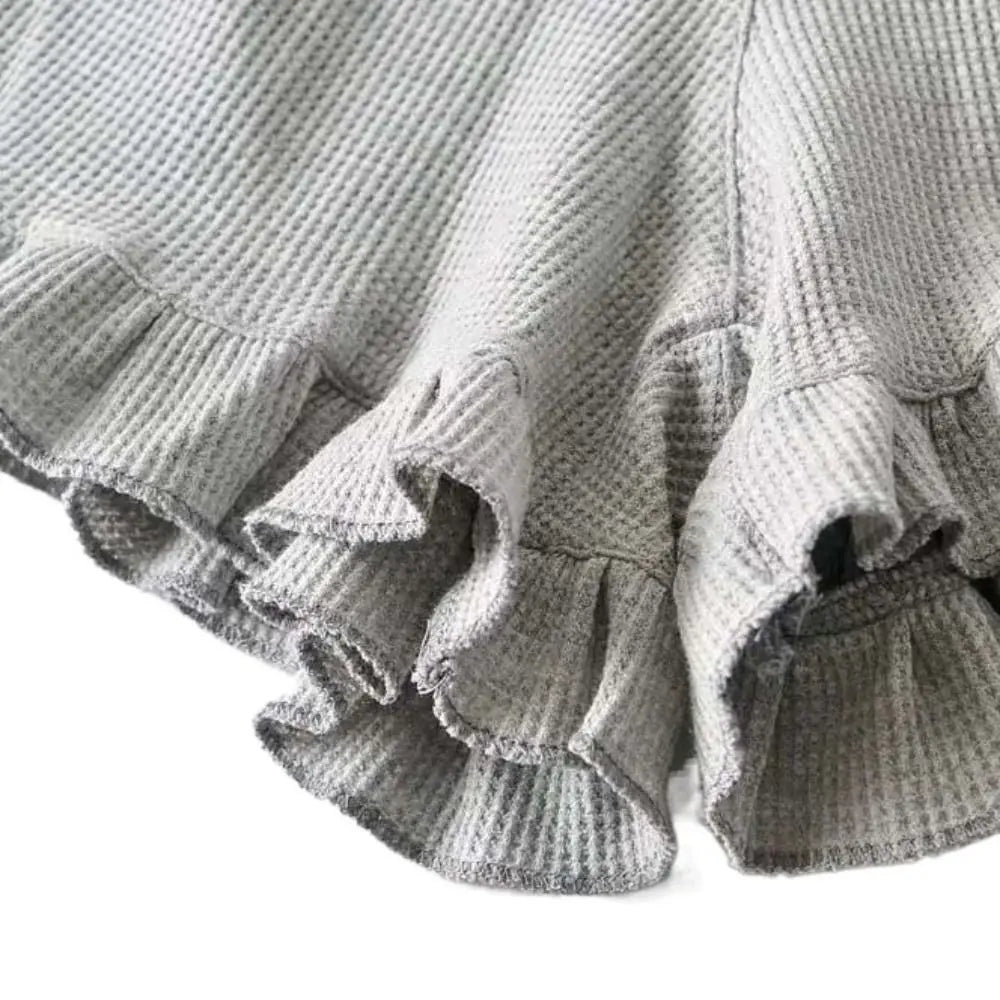 Women's High Waist Ruffle Drawstring Wide Leg Shorts Women's Casual Shorts Axl