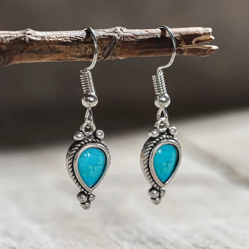 Huitan Boho Drop Earrings – Imitation Turquoise Women's Jewelry Drop Earrings Axl