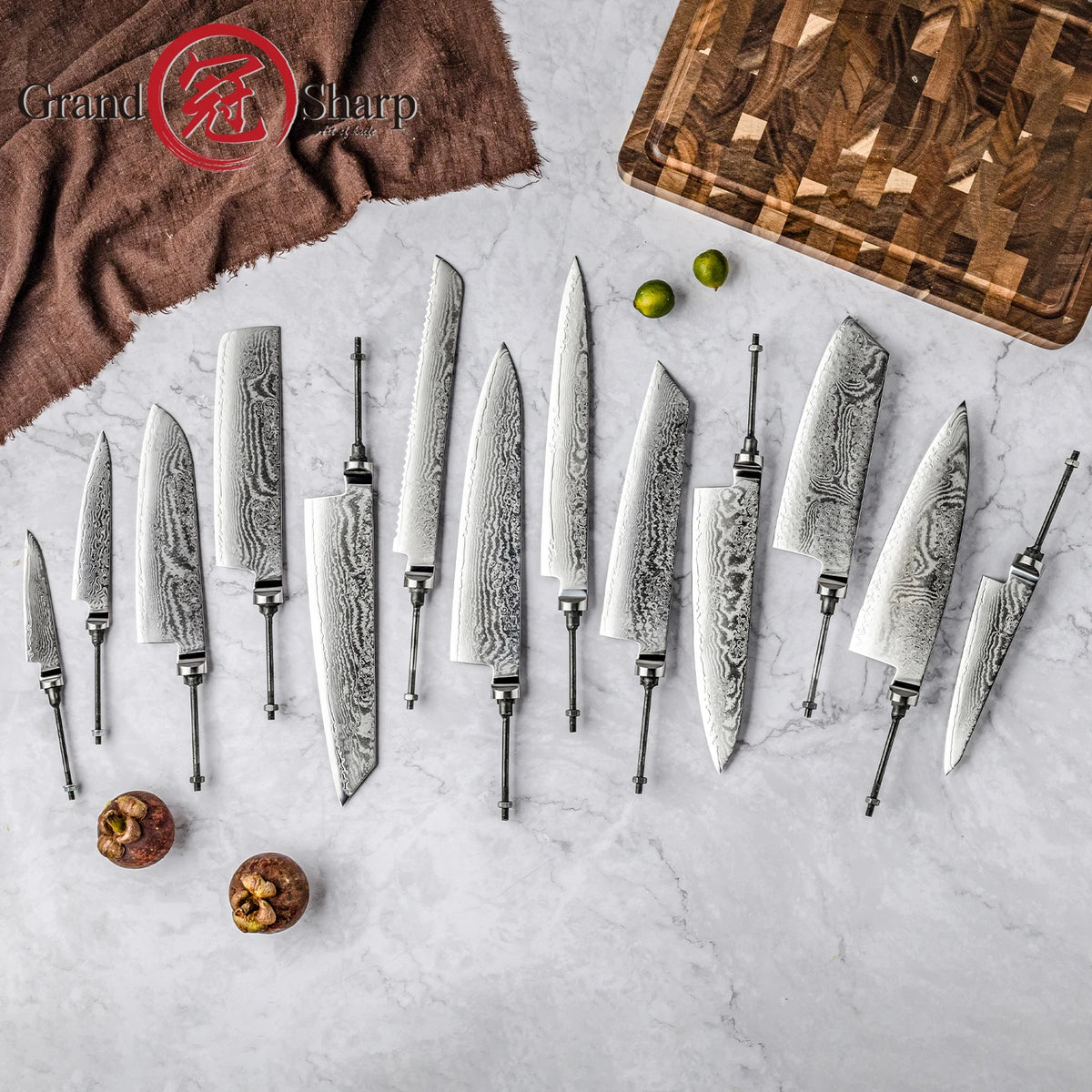67-Layer Damascus Chef Knife Blade S35VN Steel – DIY No Handle Damascus Knife Blade Axl