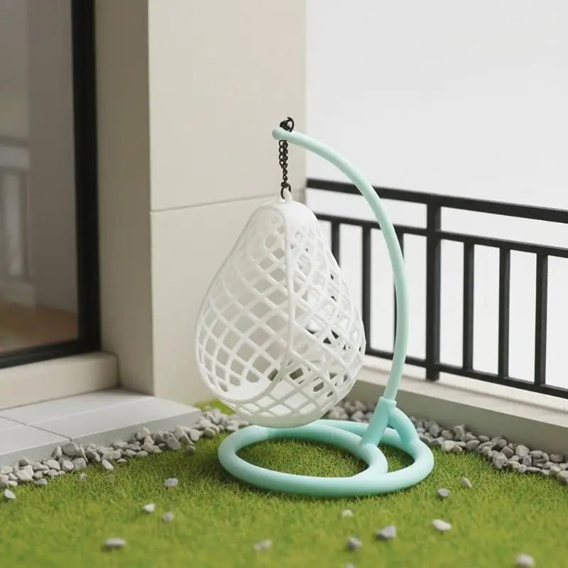 1:12 Scale Dollhouse Miniature Wicker Hanging Egg Chair Model Dollhouse Miniature Axl