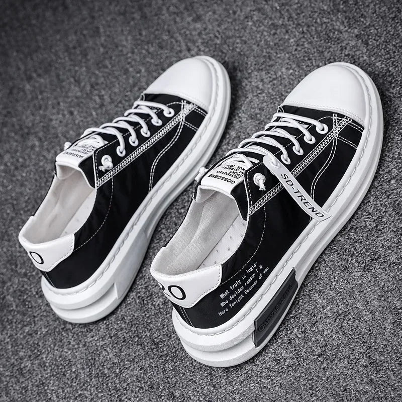 YBQJOO Men's Canvas Sneakers – Breathable Lace-Up Casual Shoes Canvas Sneakers Axl black 44