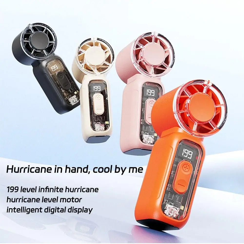 USB Rechargeable Mini Handheld Fan – Digital Display & LED Portable Handheld Fan Axl
