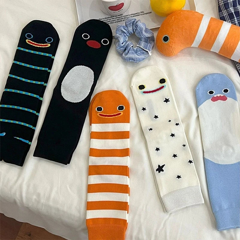 Novelty Garden Eel & Shark Mid Socks – Breathable Cotton Gift Novelty Mid Socks Axl