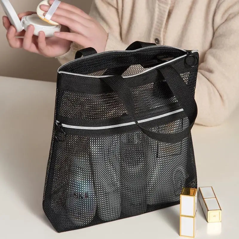 Large Mesh Cosmetic Bag – Zipper Travel Toiletry Makeup Organizer Travel Cosmetic Bag Axl