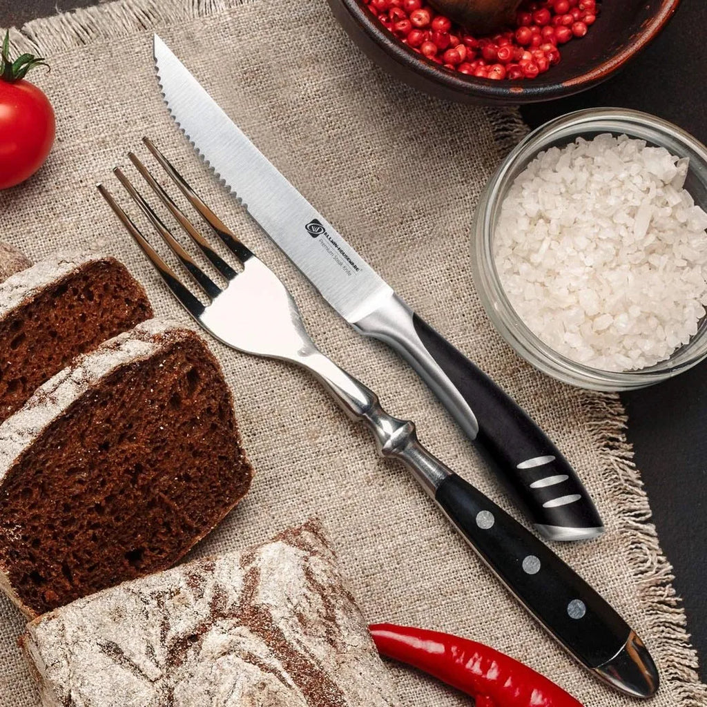 German Stainless Steel Steak Knife & Fork Set | 1–8 Piece Steak Knife Set Axl