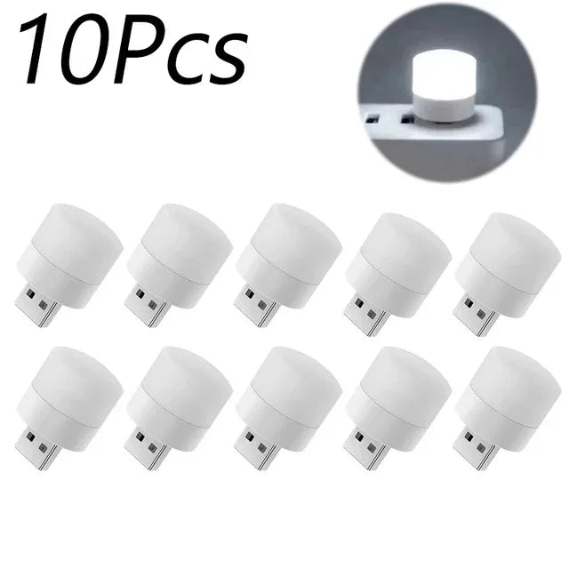 Mini USB LED Night Light – Warm & White Plug-In Lamp 1/3/10 Pack USB Night Light Axl 10PCS-White