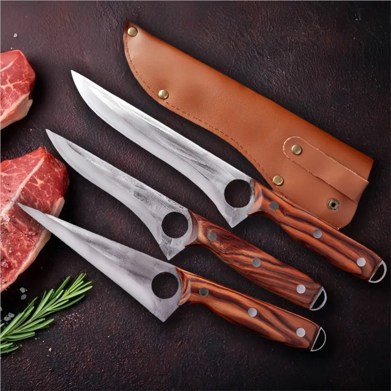 Forged Chef Knife Set – 5Cr15MoV Steel Boning & Cleaver Knives Kitchen Knife Set Axl