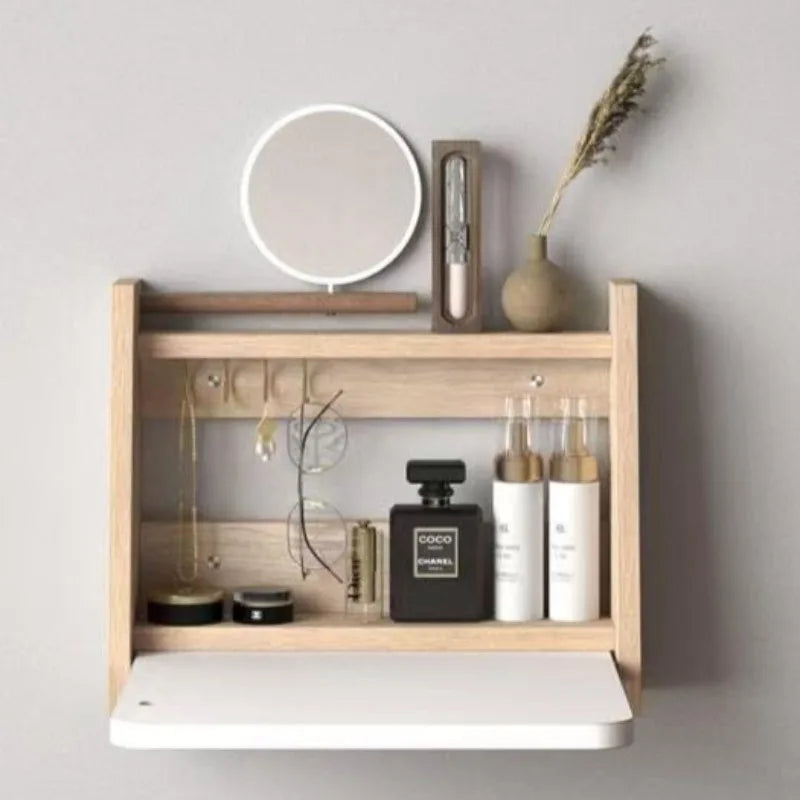 Wall-Mount Wooden Vanity Dressing Table with Mirror | Modern Vanity Dressing Table Axl 40CM-Mixed Color