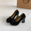 Women's Butterfly-Knot Mary Jane Pumps – Thick Heel Slip-On Mary Jane Pumps Axl black 35