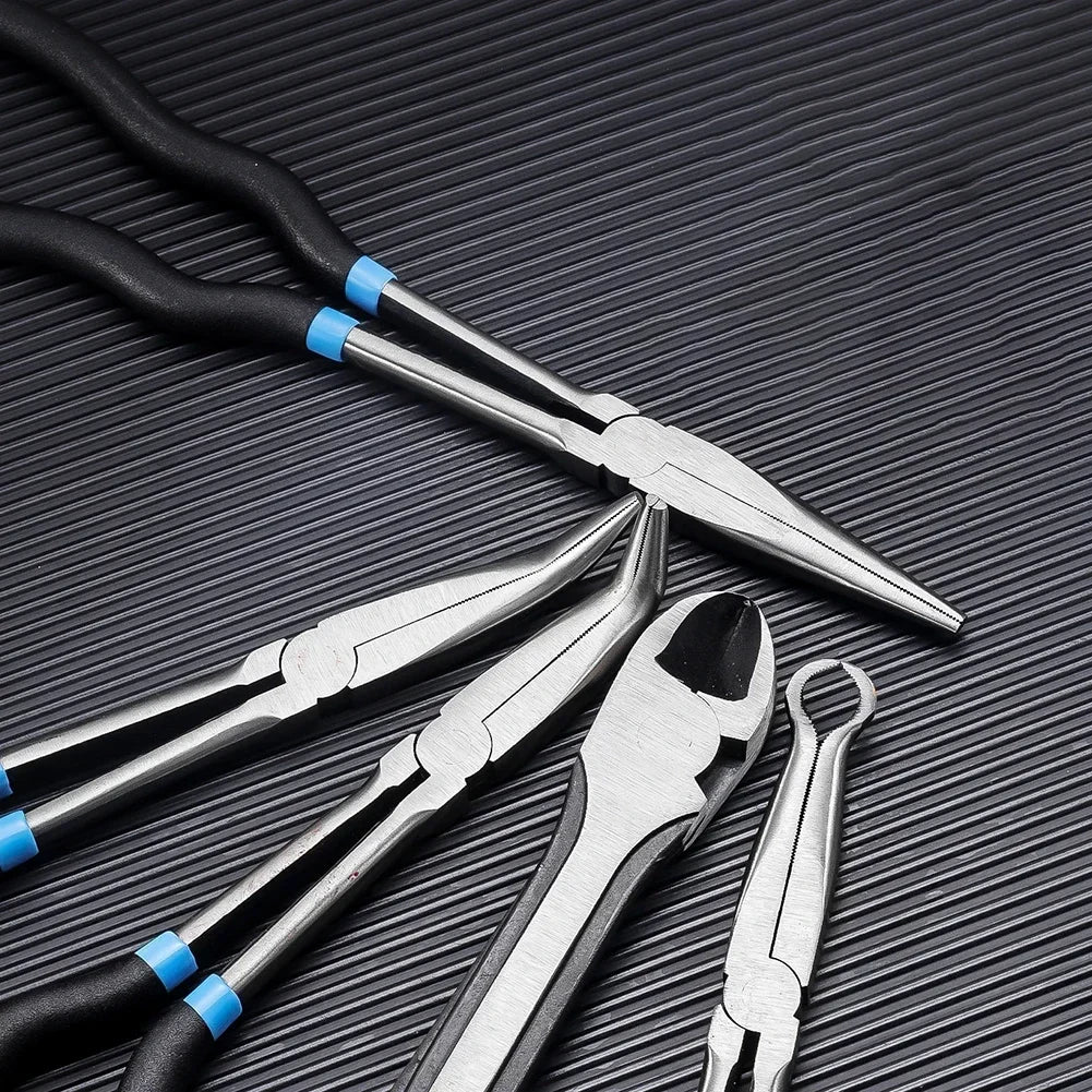 4/5-Piece Long Nose Pliers Set – Straight, 45° & 90° Curved Pliers Set Axl