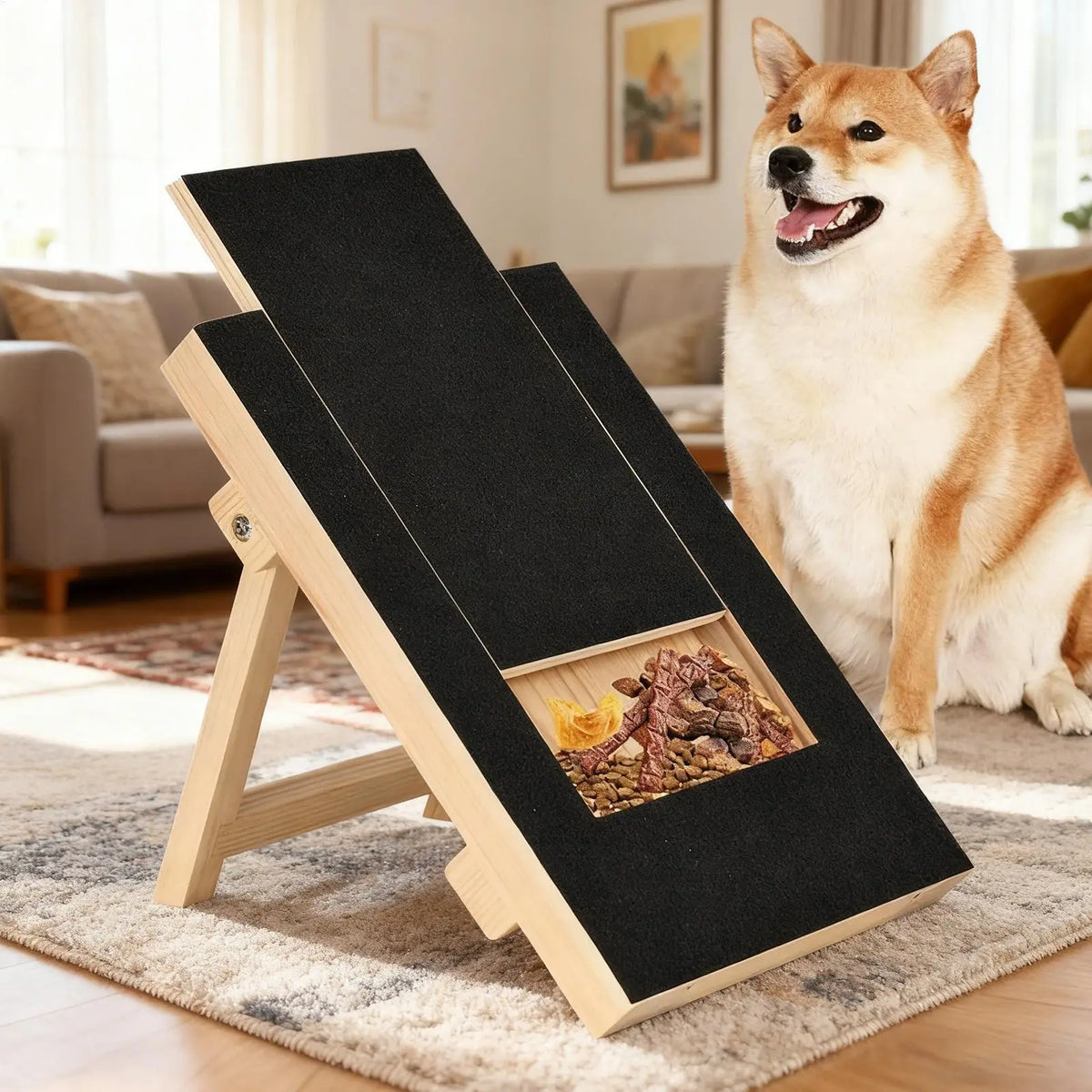 Dog Nail Scratch Board with Treat Box – Wooden Nail File Pad Dog Nail File Board Axl