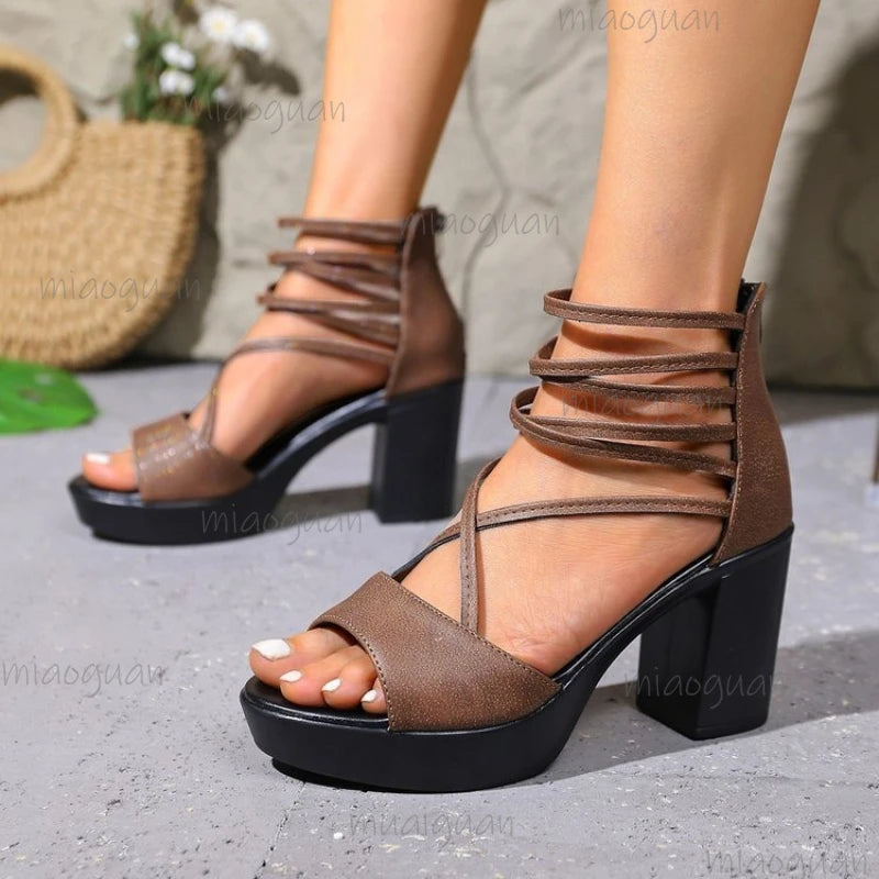 Women's Open-Toe Roman High Heel Sandals – Party Pumps High Heel Sandals Axl