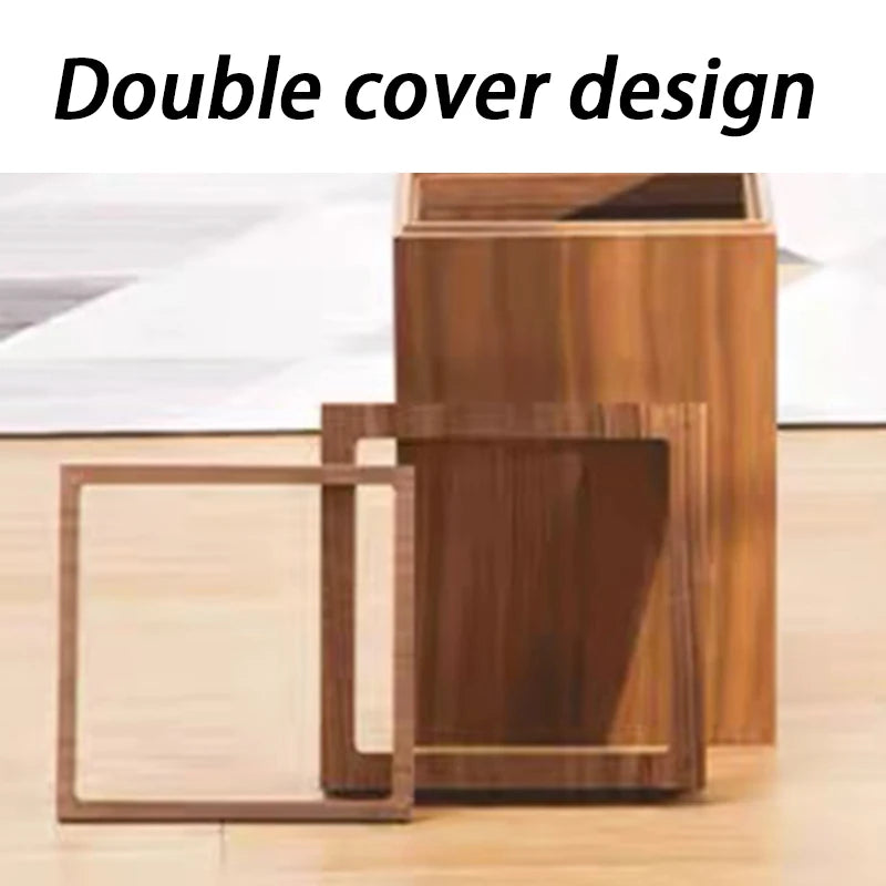 Nordic Wooden Trash Can – Minimalist 12L Wastebasket Wooden Waste Bin Axl
