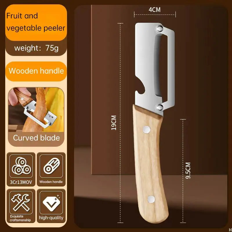 Stainless Steel Vegetable Peeler with Bottle Opener & Wood Handle Vegetable Peeler Axl
