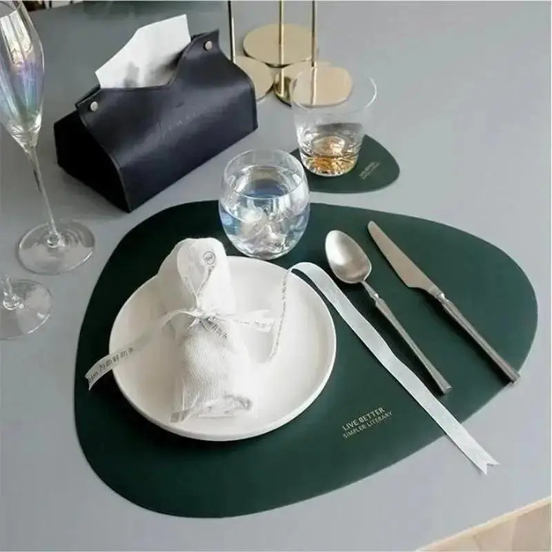 PU Leather Placemat & Coaster Set – Non-Slip Heat Insulation Placemat & Coaster Set Axl