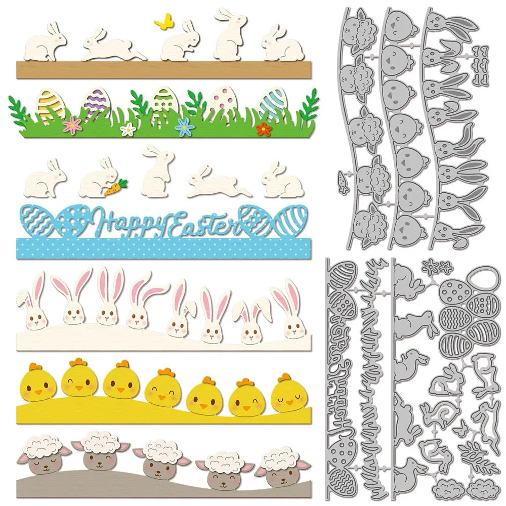 Easter Egg Chick Rabbit Carbon Steel Cutting Dies – 2pc Set Craft Cutting Dies Axl AECH04-19260
