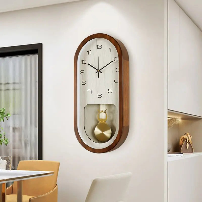 Silent Swing Wall Clock – Minimalist Walnut Wood Home Decor Wall Clock Axl