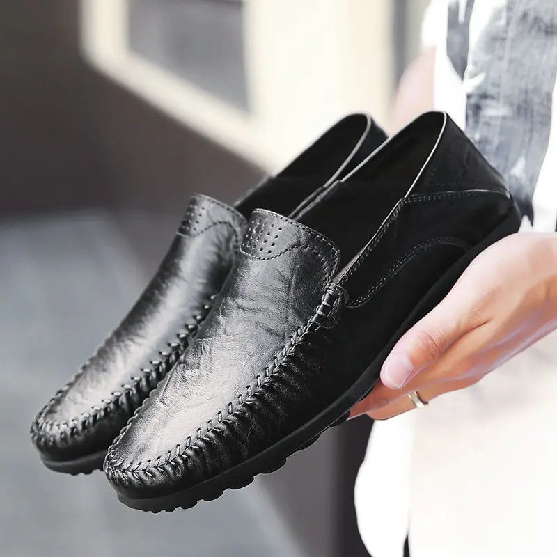 YBQJOO Men's Slip-On Leather Loafers – British Casual Shoes Men's Loafers Axl black 40