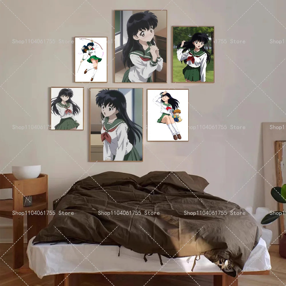 Inuyasha Kagome Anime Poster – Waterproof Self-Adhesive Wall Sticker Anime Wall Poster Axl
