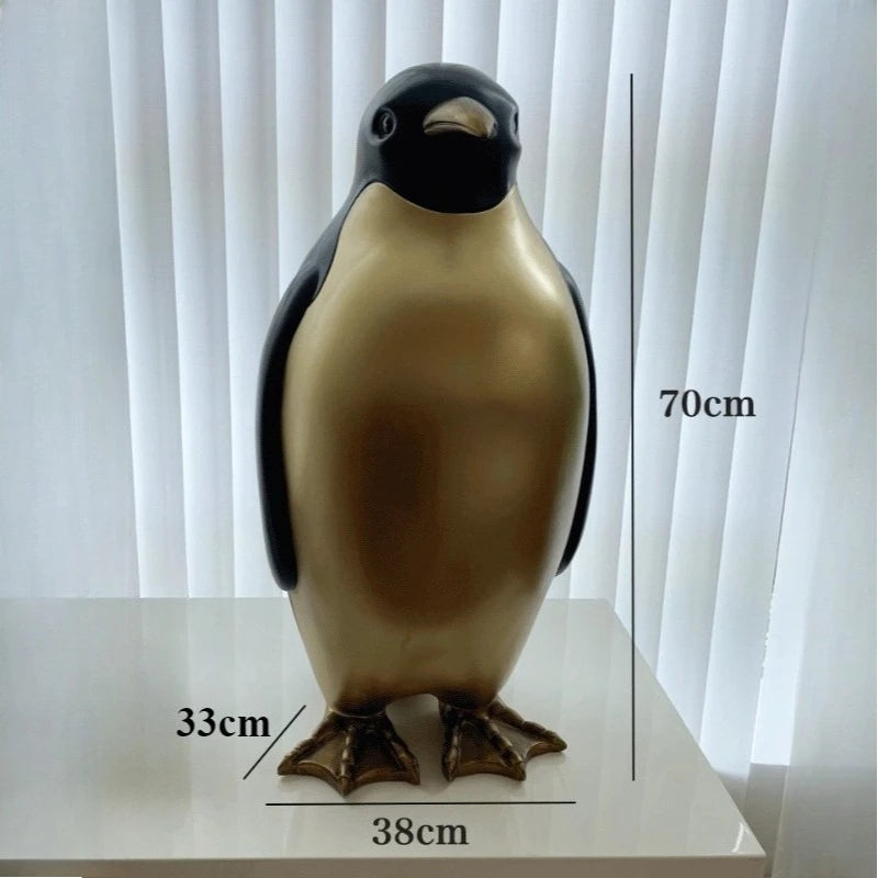 Nordic Penguin Figurine – Cute Resin Animal Sculpture Décor Decorative Figurine Axl Golden Large