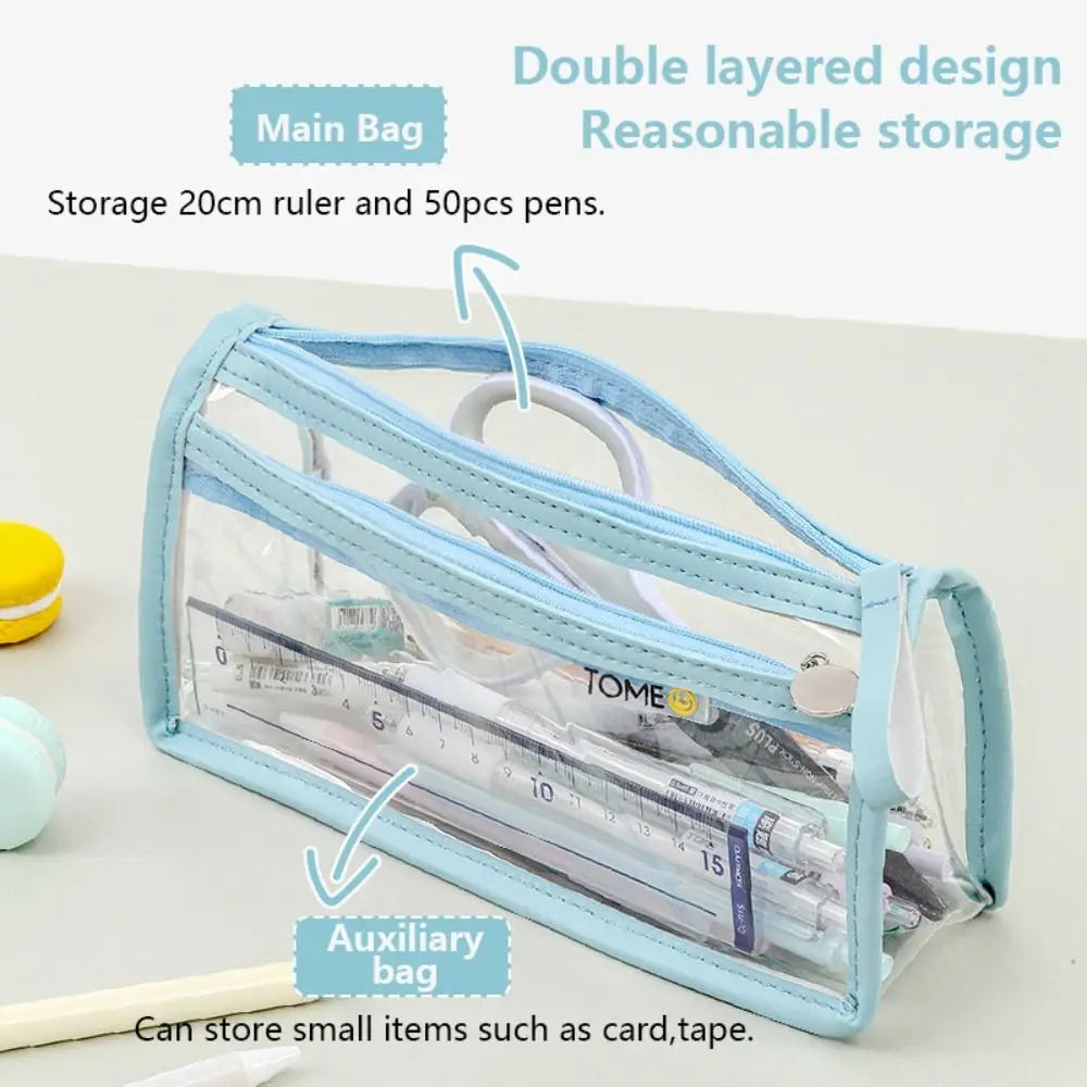 Double-Layer Transparent Waterproof Pencil Case | Large Capacity Pencil Case Axl