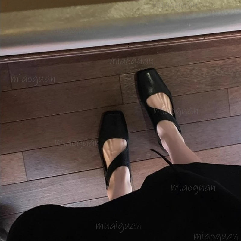 Women's Mary Jane Chunky Heel Pumps – Square Toe Slip-On Mary Jane Pumps Axl