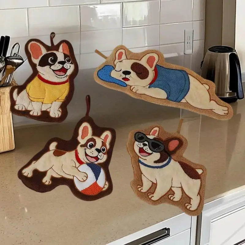Cute Puppy Cartoon Hand Towel – Quick-Dry Coral Fleece Cartoon Hand Towel Axl