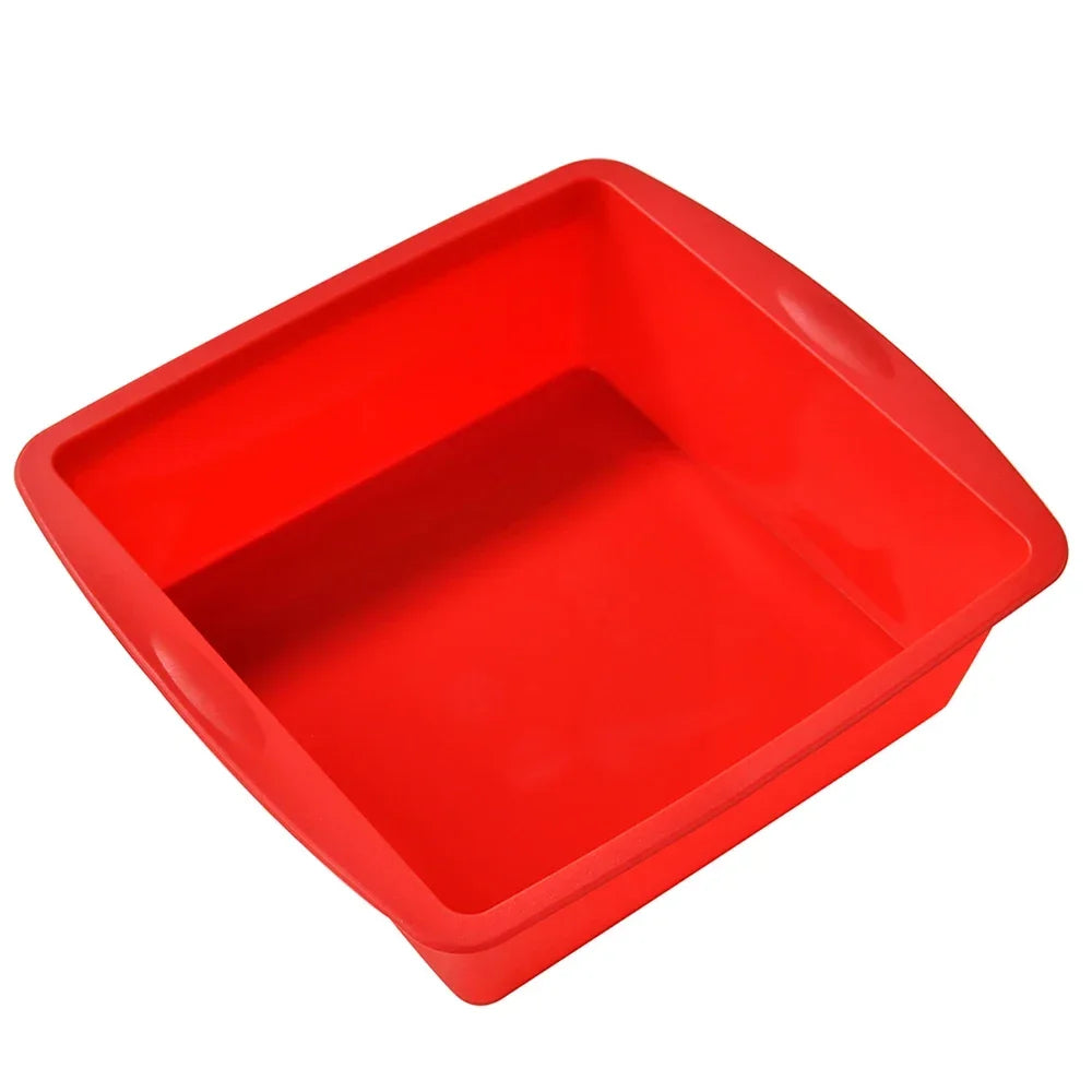 Silicone Square Cake Pan – Non-Stick Brownie Mold, Oven Safe Silicone Baking Pan Axl 1Pc Red