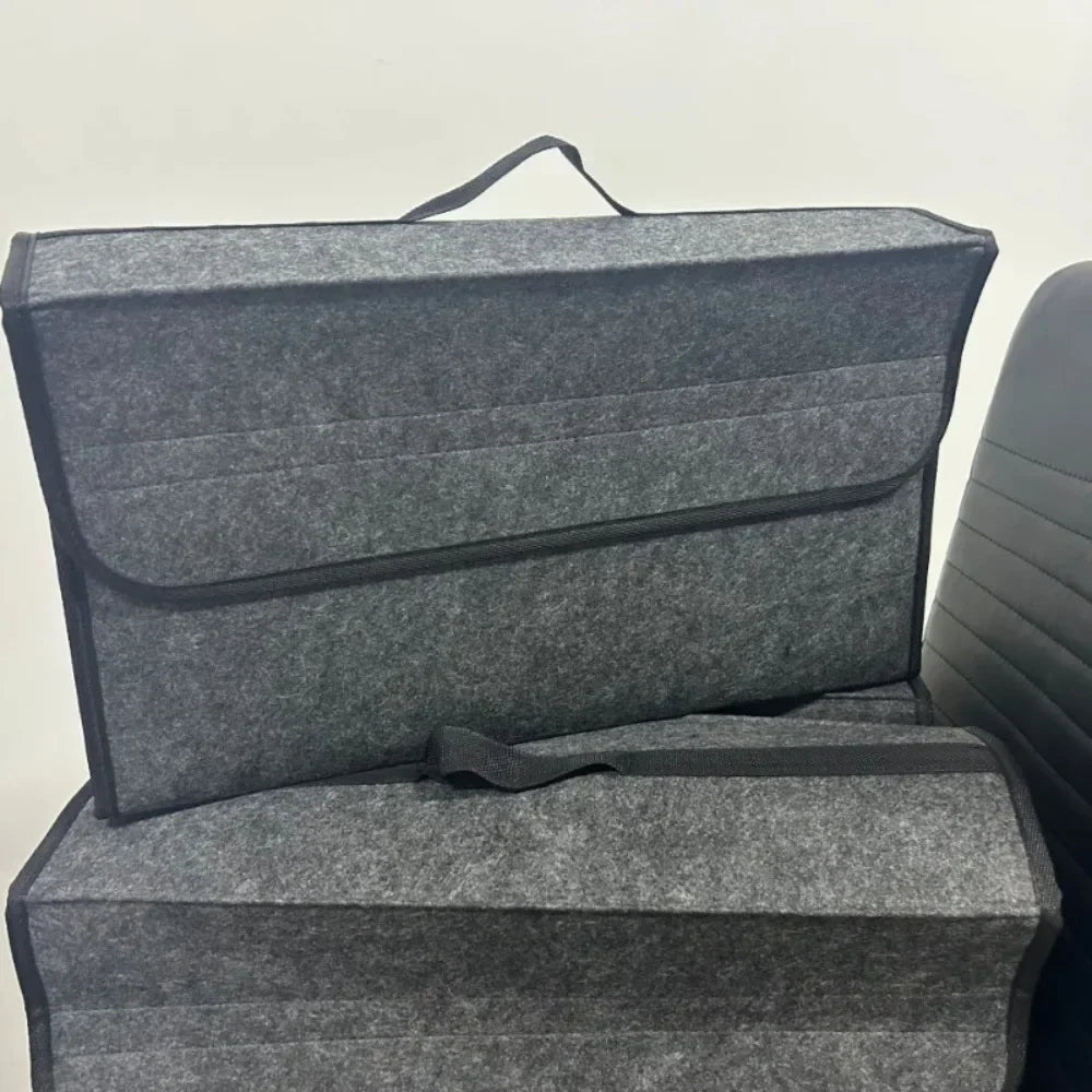 Gray Felt Car Trunk Organizer – Anti-Slip Compartment Box Car Trunk Organizer Axl