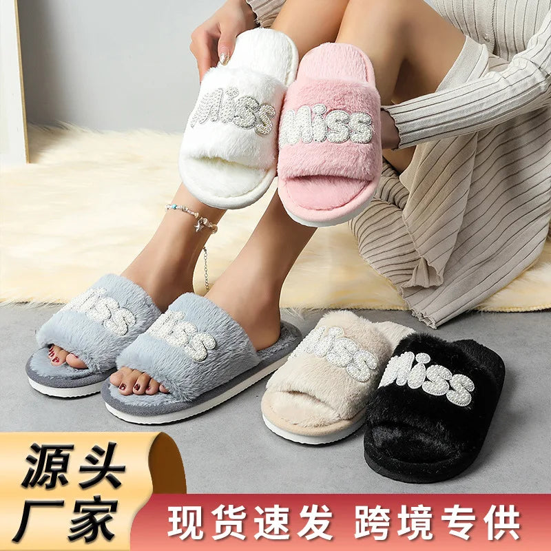 Women's Plush Fluffy Slippers – Warm Thick EVA Sole Women's Slippers Axl