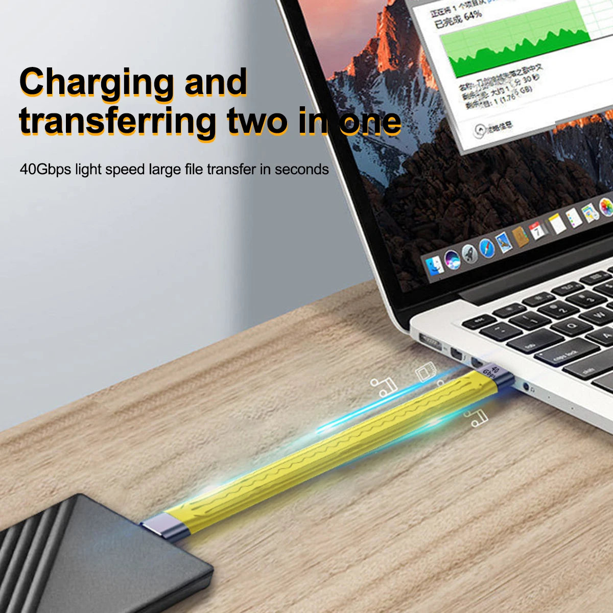 USB 4 Cable 40Gbps USB-C to C 100W PD 8K 60Hz Short 13.8cm USB-C Data Cable Axl
