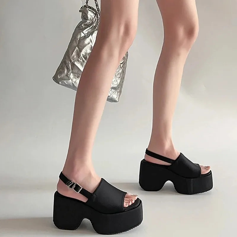 Women's Platform Wedge Sandals – Open Toe Buckle Strap Heels Platform Wedge Sandals Axl