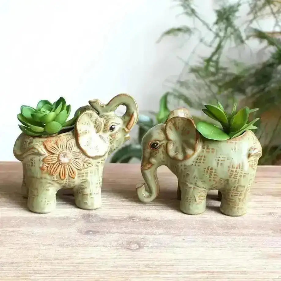 Vintage Ceramic Elephant Succulent Planter | Home Garden Decor Ceramic Succulent Planter Axl