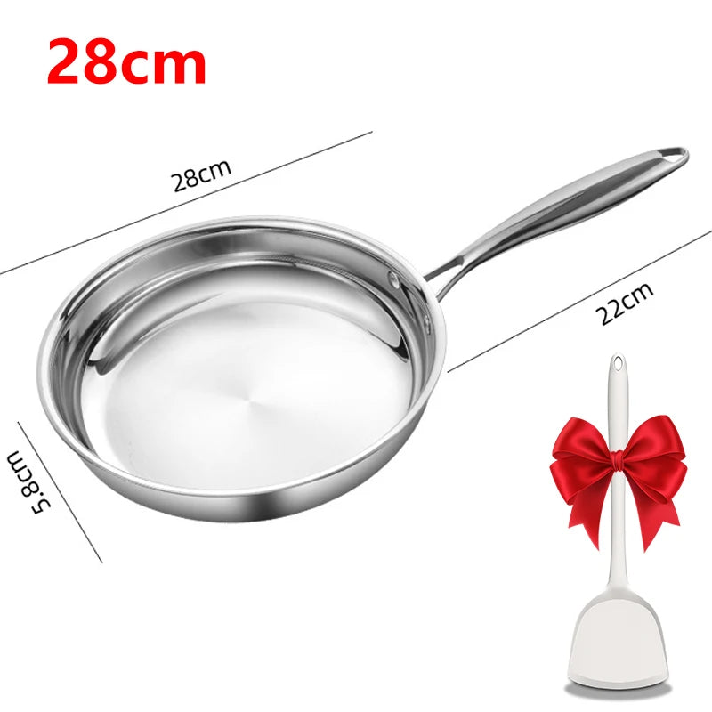 KEMORELA Tri-Ply 304 Stainless Steel Frying Pan | Induction Ready Stainless Steel Skillet Axl 28cm