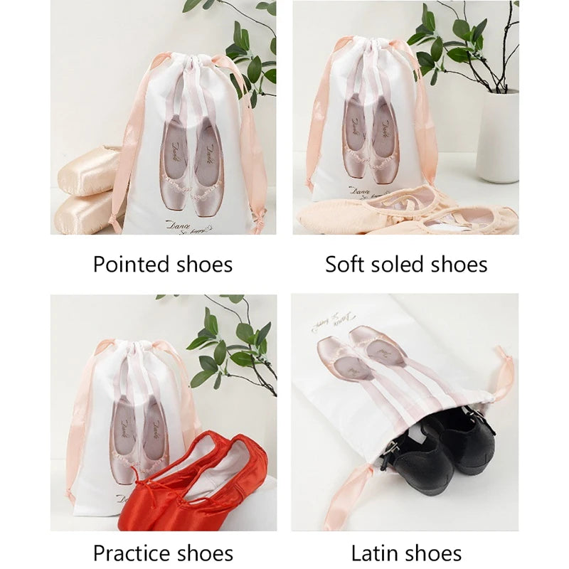 Satin Drawstring Dance Shoe Bag – Ballet & Pointe Dustproof Pouch Dance Shoe Bag Axl