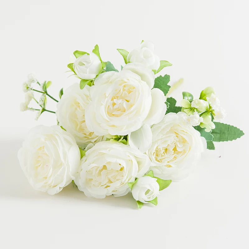 Silk Peony Rose Artificial Bouquet – Wedding & Home Décor Artificial Flower Bouquet Axl color3 1pc
