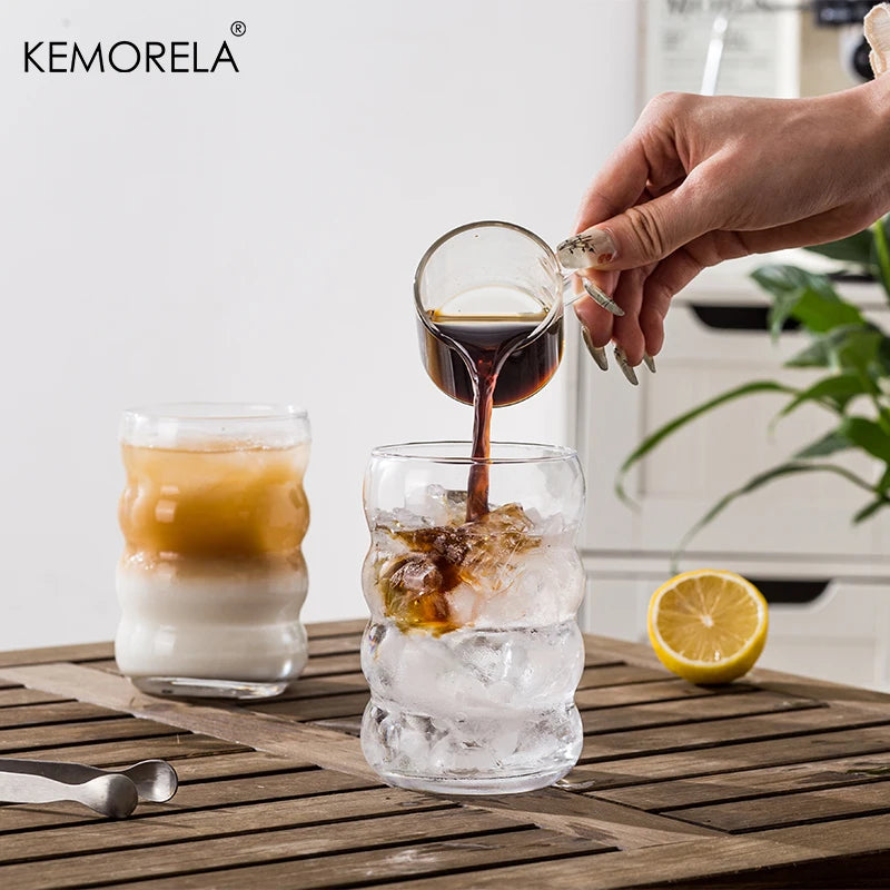 KEMORELA 16oz Glass Tumblers with Straws – Set of 4 Glass Tumbler Set Axl