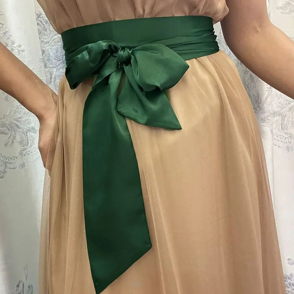 Women's Satin Bow Waist Belt – Wide Cummerbund Ribbon Strap Satin Waist Belt Axl