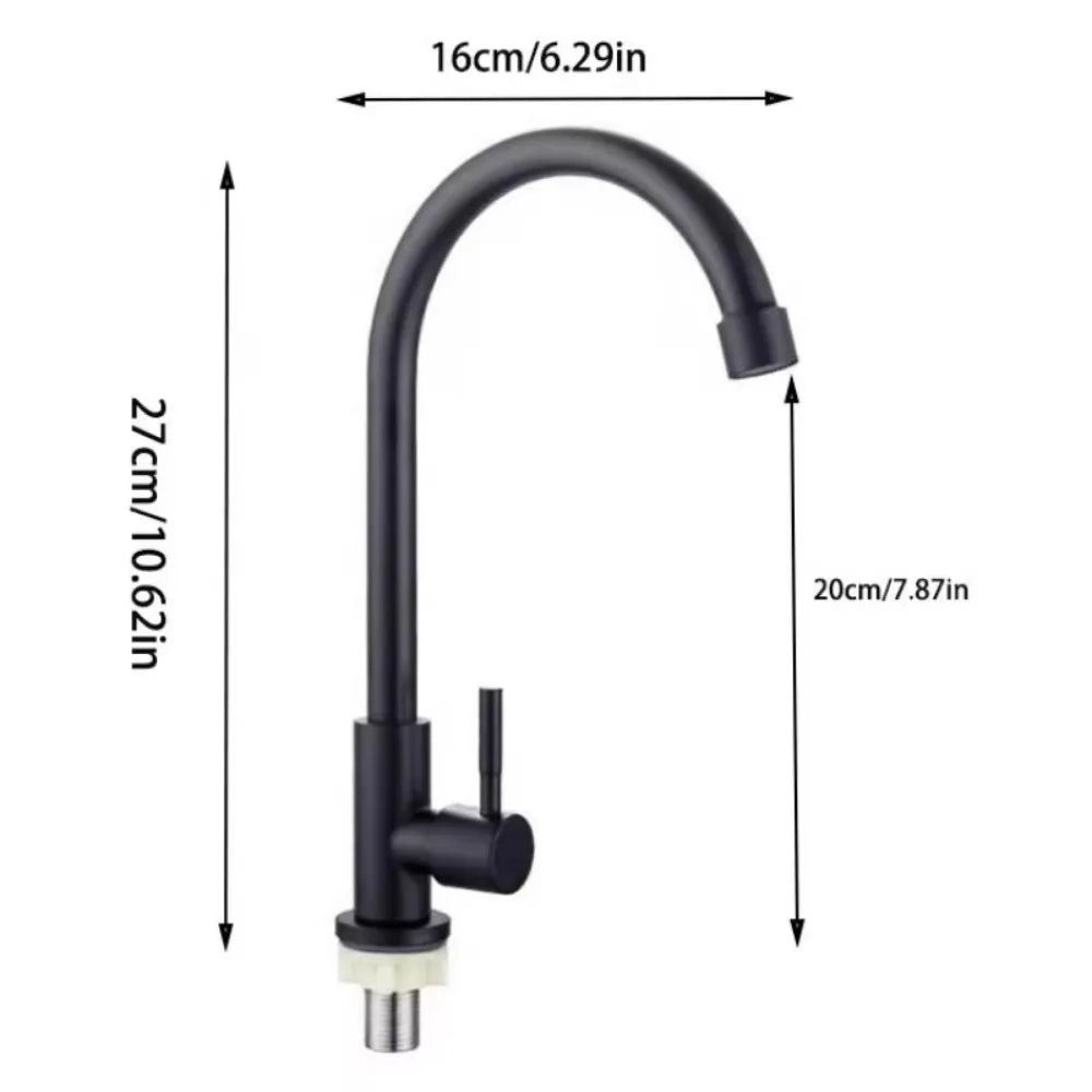 Black Rotating Wall-Mounted Single Cold Water Tap | Kitchen & Bath Kitchen Faucet Axl
