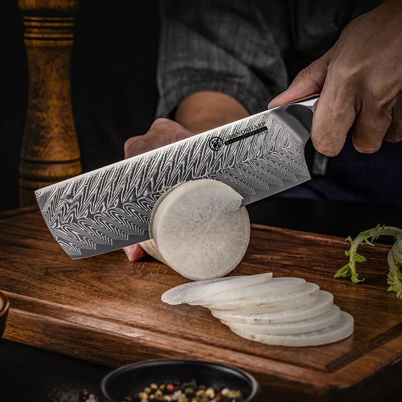 Grandsharp Nakiri Knife – 67-Layer Damascus Steel Rosewood Damascus Kitchen Knife Axl