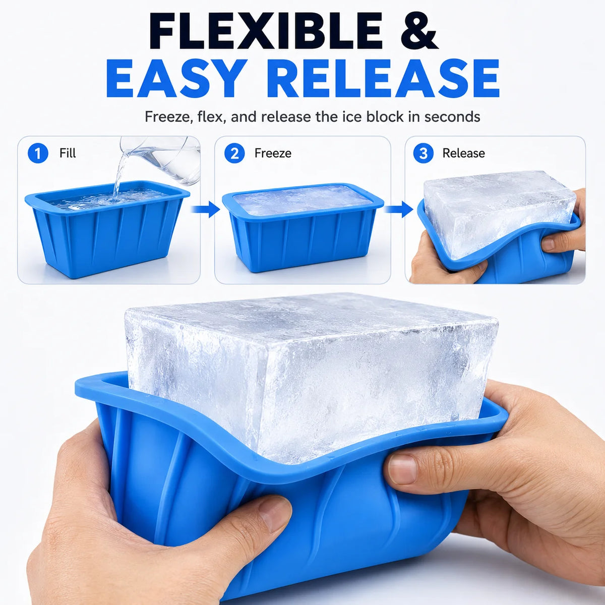 Extra Large Silicone Ice Block Mold – Giant 8 LB Ice Maker Silicone Ice Mold Axl