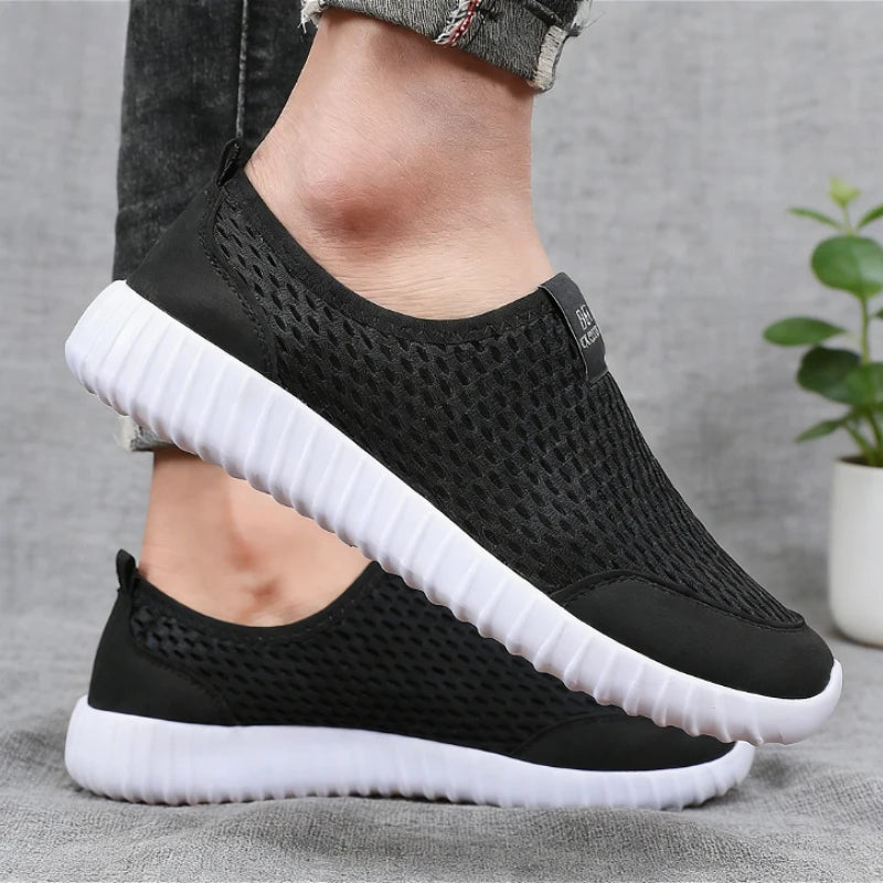 Men's Breathable Mesh Slip-On Sneakers | Lightweight Walking Shoes Mesh Walking Sneakers Axl 36 Black