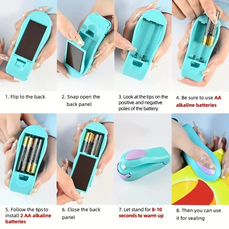 Mini Portable Heat Sealing Machine – Food & Snack Bag Sealer Bag Heat Sealer Axl