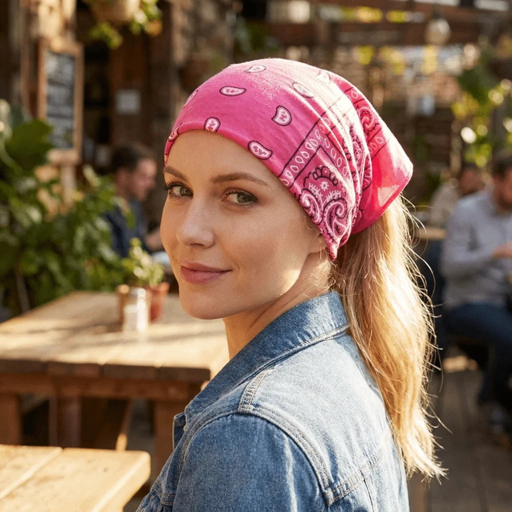 Cotton Paisley Turban Headband – Wide Elastic Non-Slip Wrap Turban Headband Axl