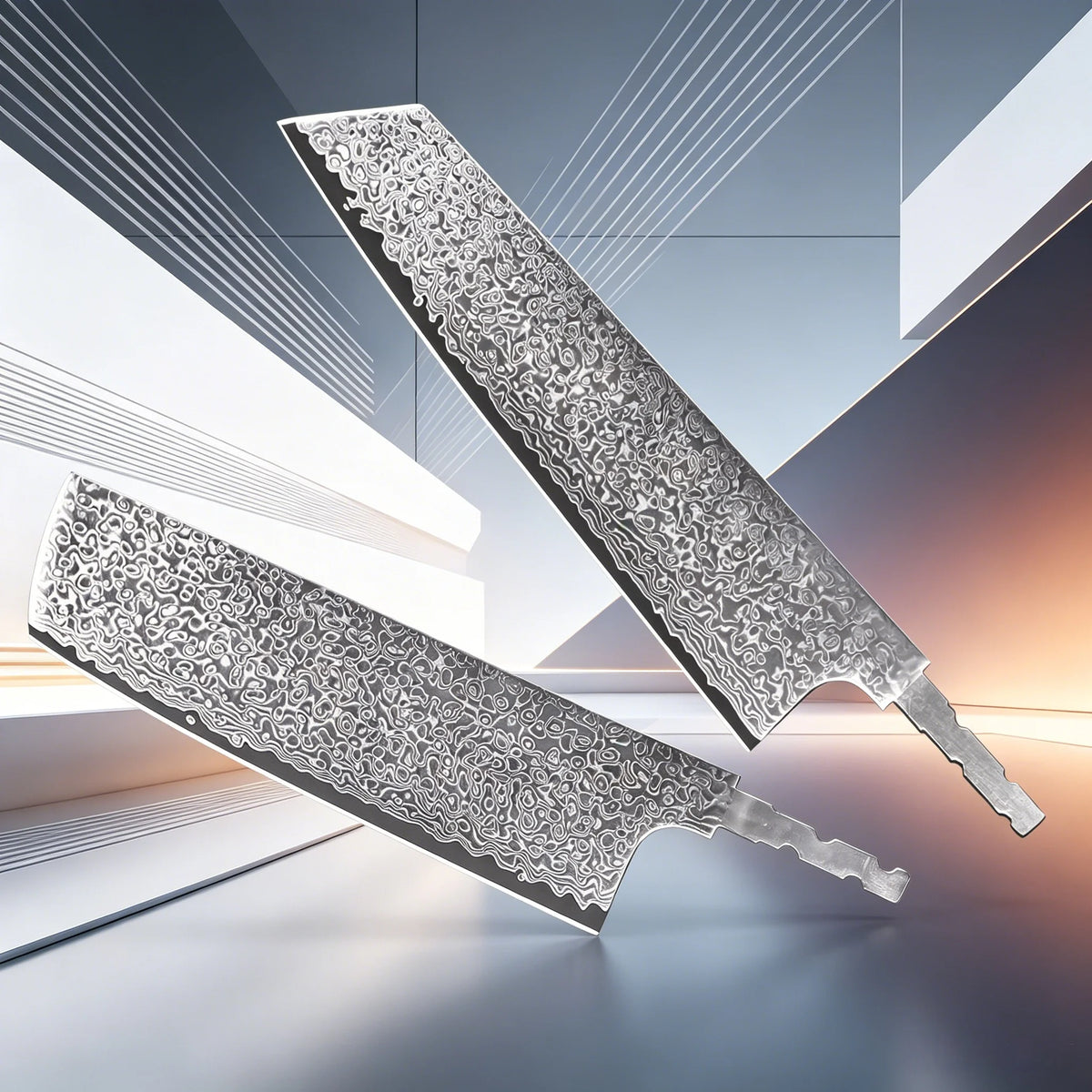 Hand Forged Damascus Steel Cleaver Blade Blank – 1 or 2 Pack Damascus Cleaver Blade Axl Kitchen Blade-2PCS