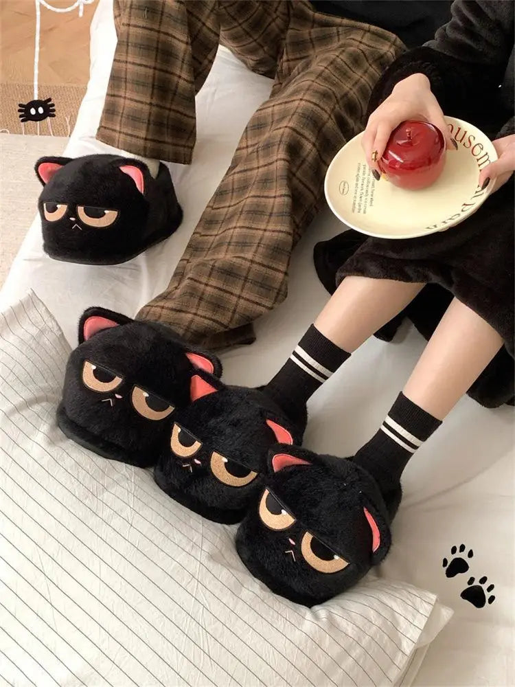 Lorilury Women's Fluffy Cat Slippers – Plush Faux Fur Mules Novelty Plush Slippers Axl