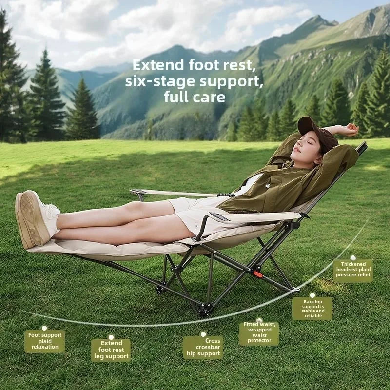 Folding Recliner Camping Chair – Cushioned & Adjustable Backrest Folding Camping Chair Axl